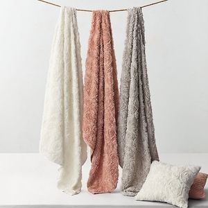 RHTeen Chiffon Floral Bed Throw in Cameo